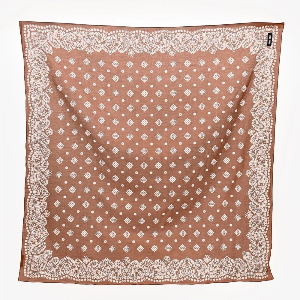 Miu Miu Brown and White poplin Paisley Scarf